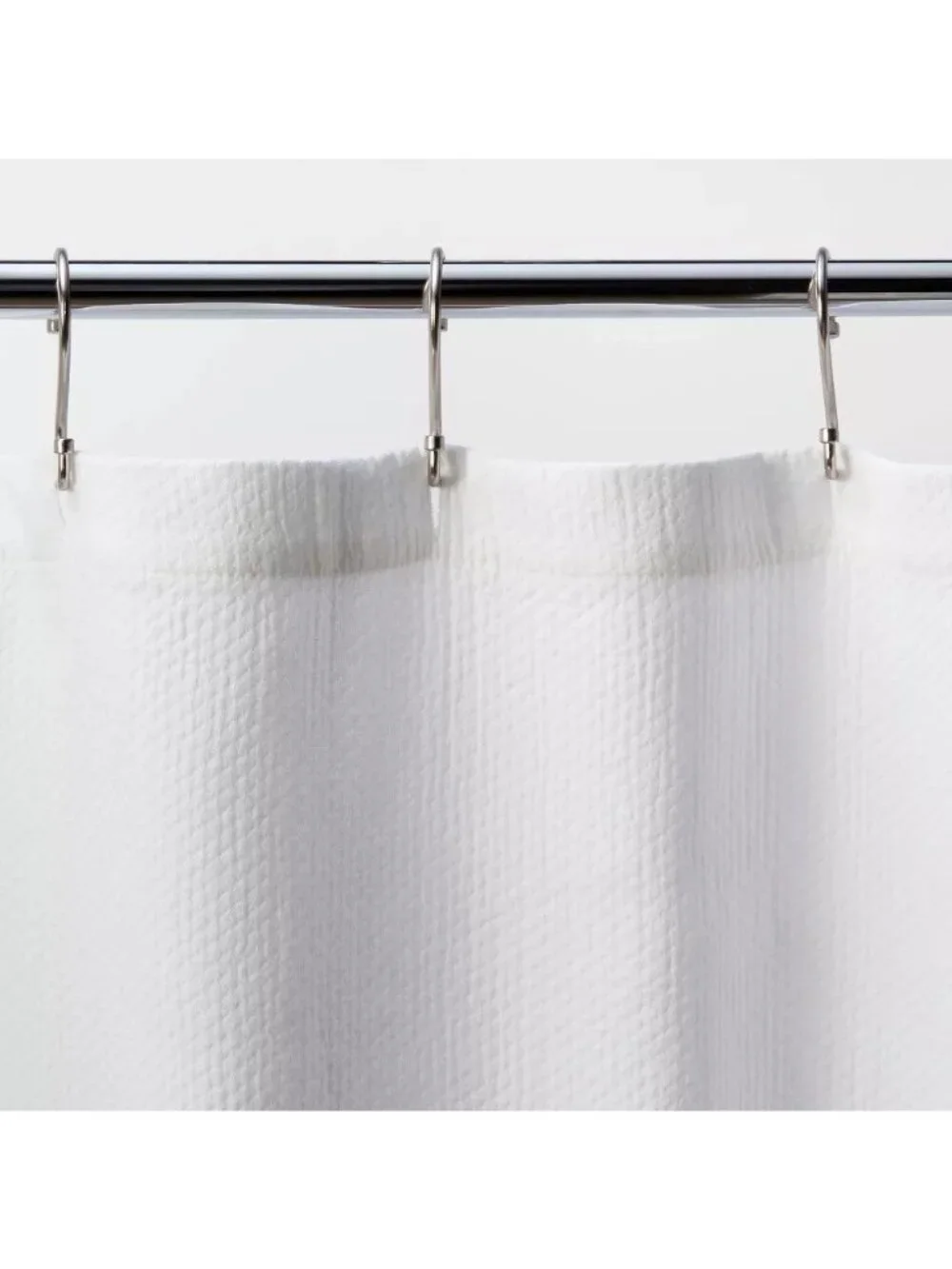 Threshold White Diamond Matelesse 100% Cotton Buttonhole Hang Shower Curtain